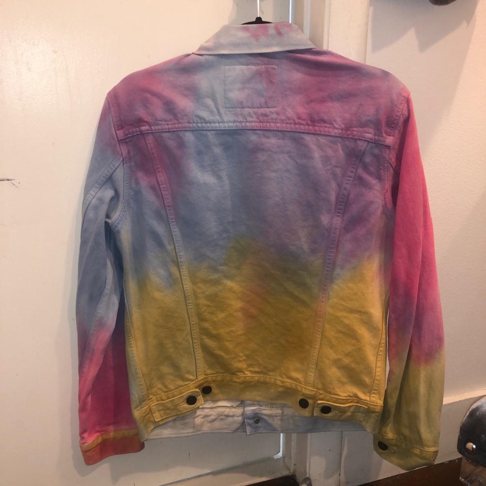 LEVI'S TiE DYE Rainbow Denim Jean Jacket Mens Sz S